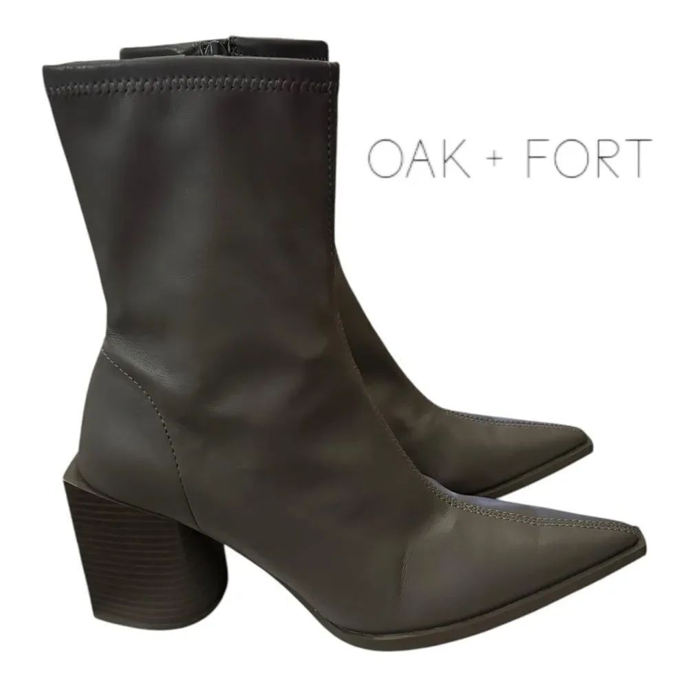 Oak + Fort Asphalt Women's Pointed Toe Western Ankle Boots Booties 8.5